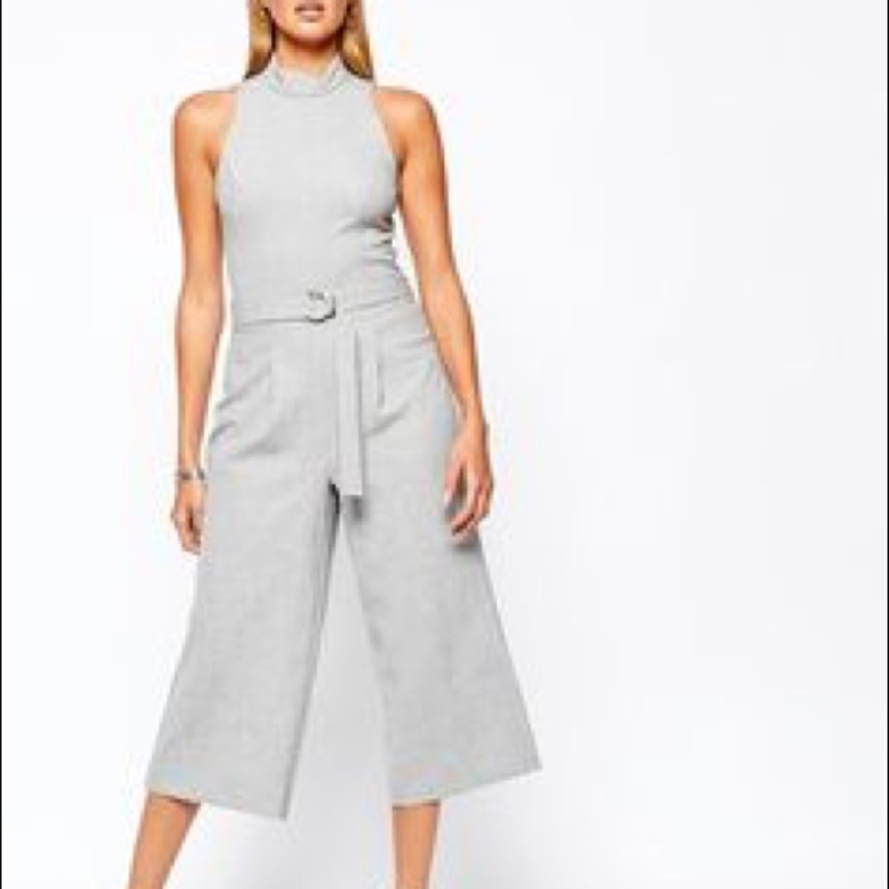 River Island Grey Culotte Jumpsuit with Belt